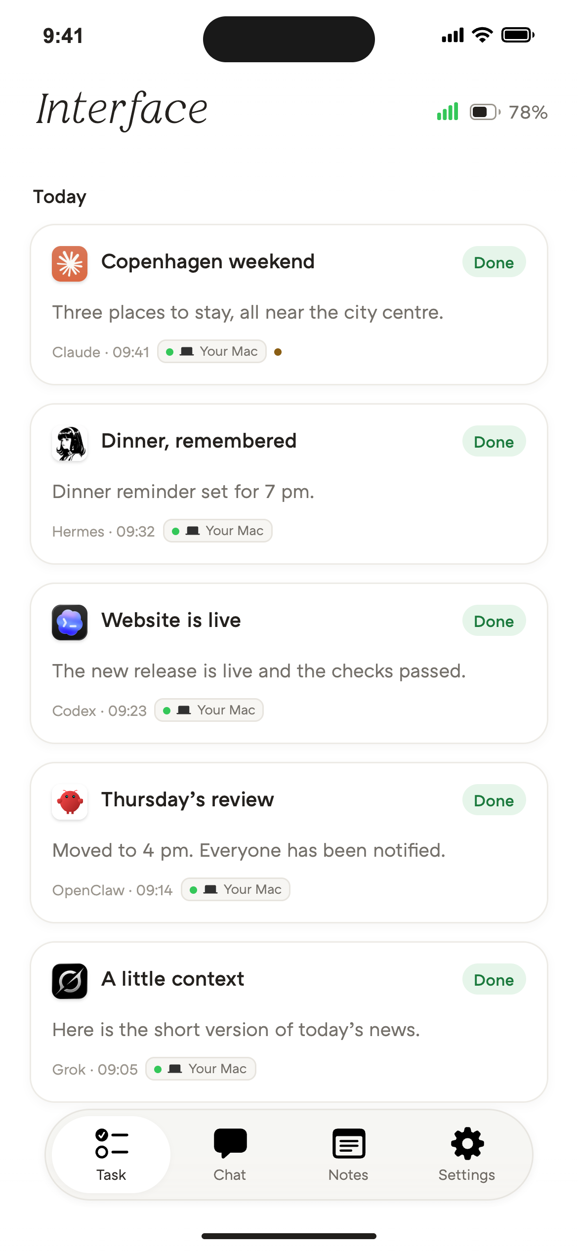 NatureOS active tasks