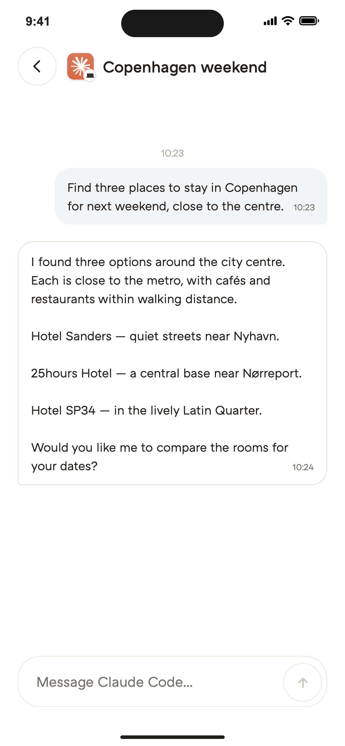 NatureOS agent conversation